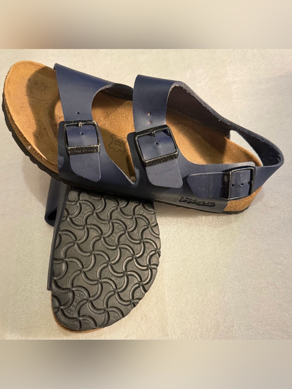 Birkiss Blue Suede Narrow Strap Sandals size eu 41